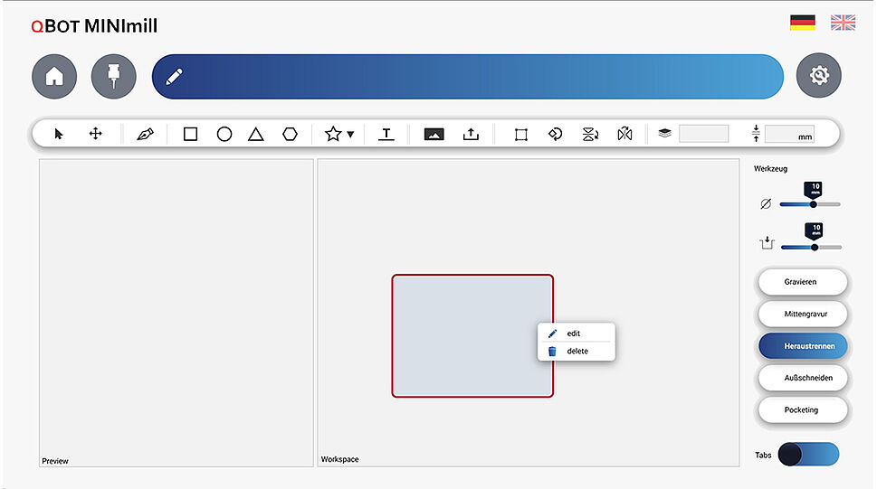 qBOT MINImill - Zeichentool Mockup