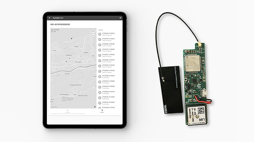 Foto eines Tablets und eines Sensors