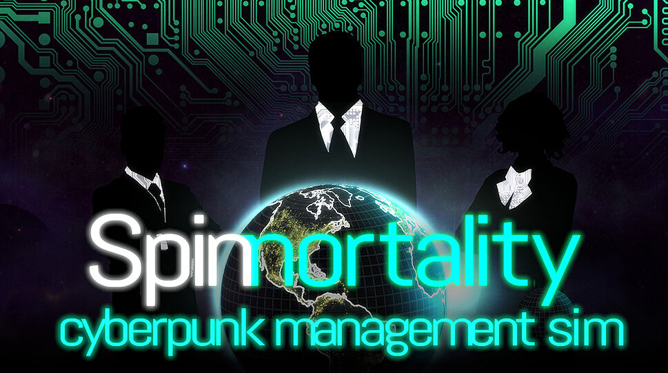 Spinnortallity - cyberpunk management sim - Titelsujet