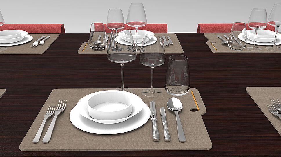Tisch gedeckt mit design.wien Gläsern