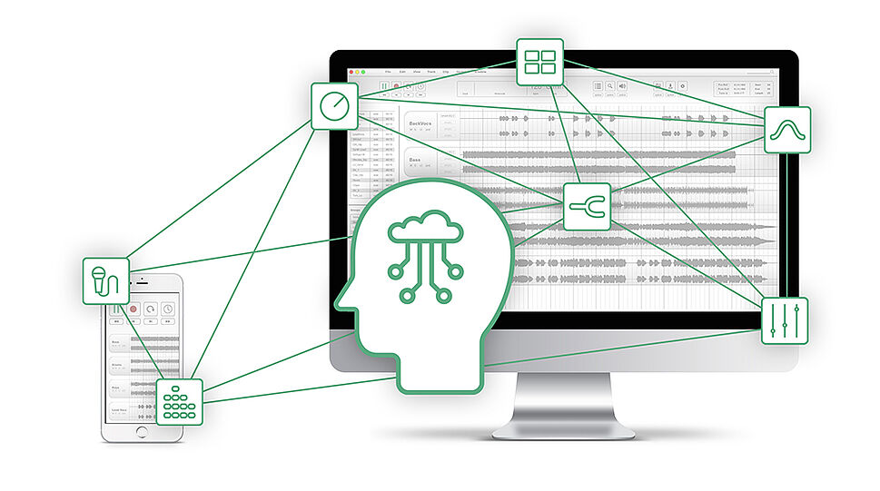 audevo - Darstellung mit Icons der Funktionalitäten