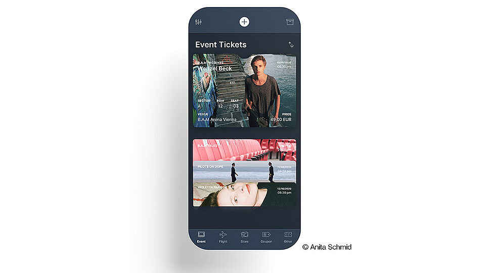 BAM Ticketing - Phone-Mockup Dark Event Tickets Violetta Parisini