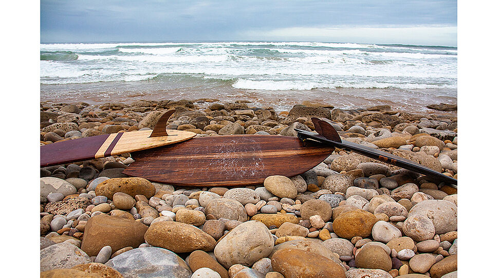 Surfboards am Strand mit WUUX-Finnen