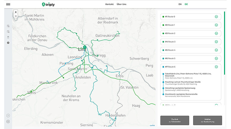 Routenplanungs-Map für Transportkonzepte