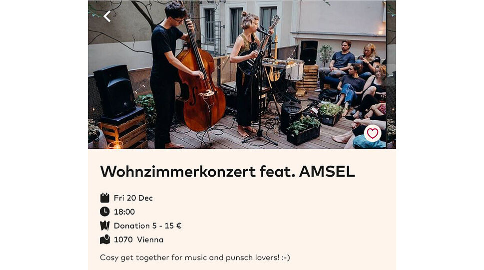 OpenArts-Website mit Event-Detail-Page Gruppe AMSEL